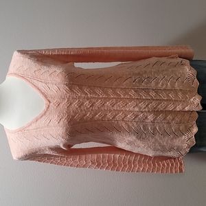 Soft Surroundings Medium Orange Cable Knit Vneck Comfy Cozy Lightweight Sweater